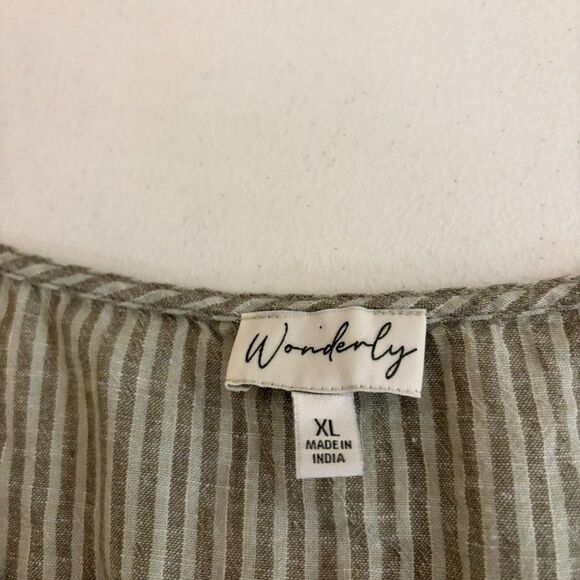 Wonderly Tank Top Women's XL Striped V-Neck Sleeveless Green Casual Shirt - Picture 6 of 8